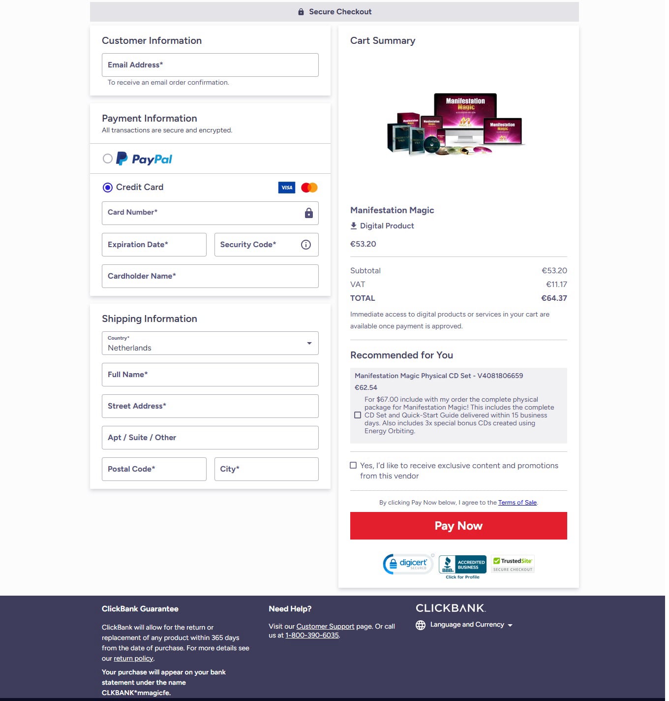 Manifestation Magic Checkout Page